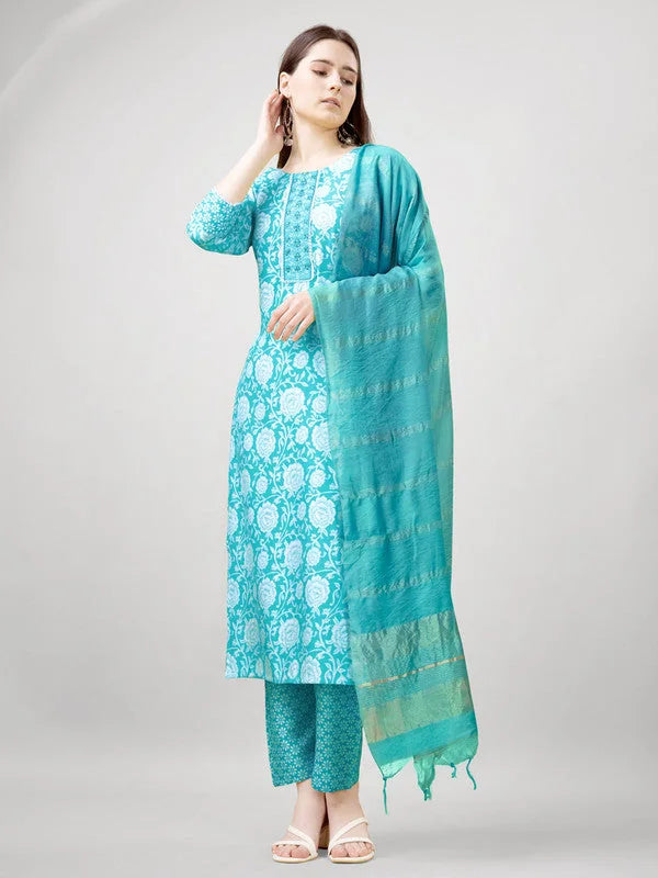 Women Kurta Pant Dupatta Set-1139SKYBLUE