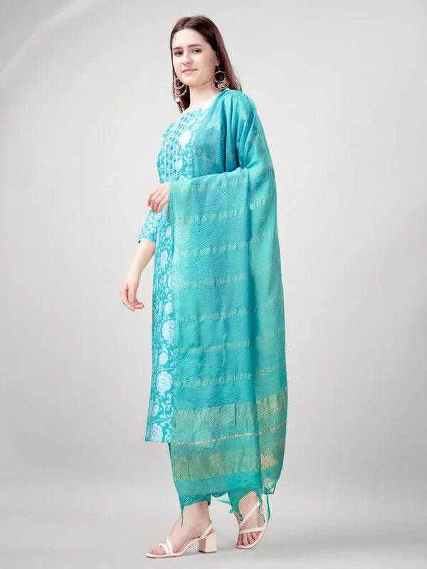Sky Blue Indian Kurta Sets for Women | Kurta Set with Dupatta