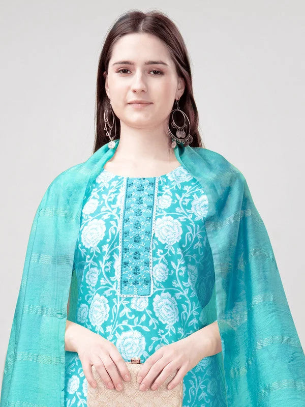 Sky Blue Indian Kurta Sets for Women | Kurta Set with Dupatta
