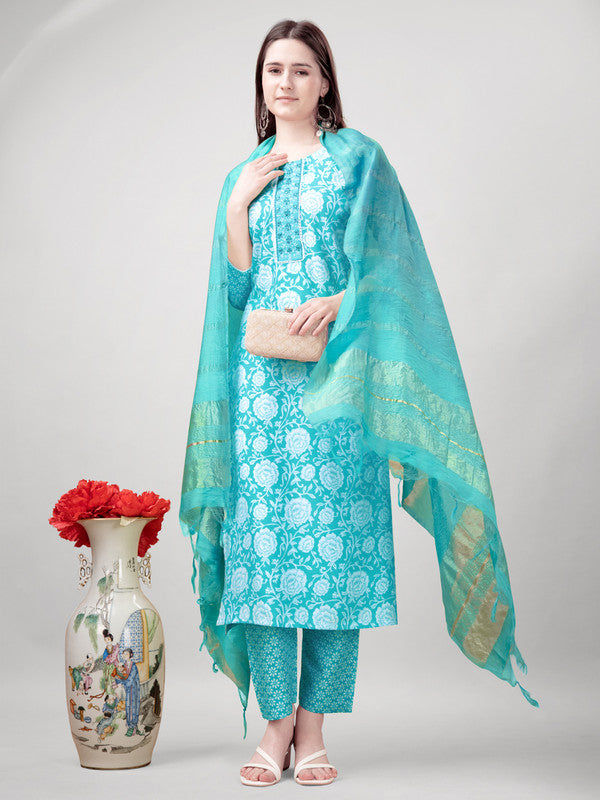 Sky Blue Indian Kurta Sets for Women | Kurta Set with Dupatta