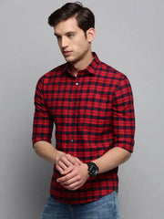 Men Red Checked Casual Shirt-BOXERCHECKS-3350-Red