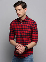 Men Red Checked Casual Shirt-BOXERCHECKS-3350-Red