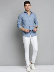 Men Blue Printed Casual Shirt-BENTONPRINT-4038-Blue