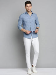 Men Blue Printed Casual Shirt-BENTONPRINT-4038-Blue