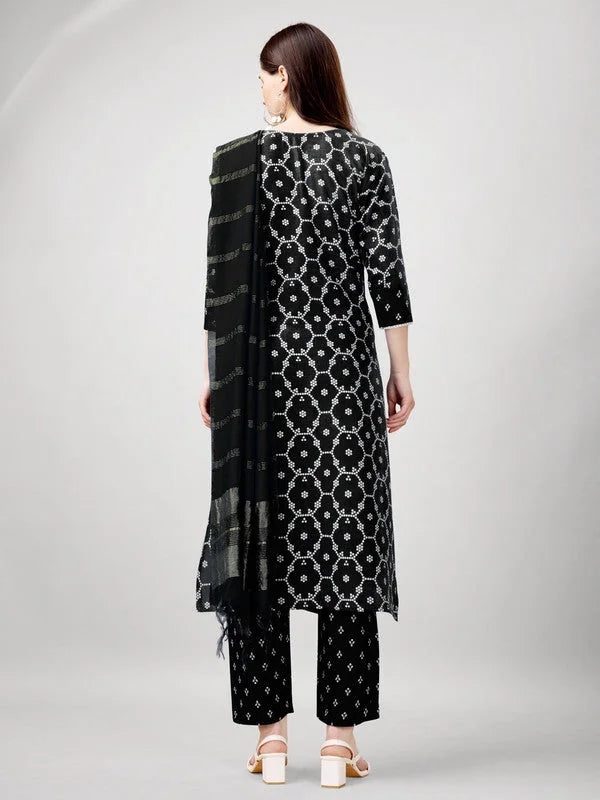 Black Rayon Kurta Set with Dupatta - Women's Indian Kurta Sets