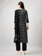 Women Kurta Pant Dupatta Set-1140BLACK