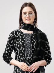 Women Kurta Pant Dupatta Set-1140BLACK