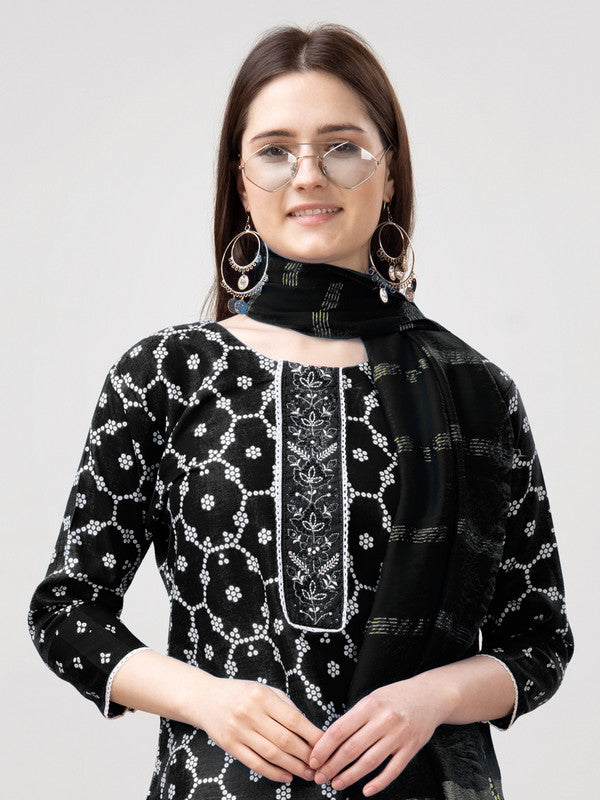 Black Rayon Kurta Set with Dupatta - Women's Indian Kurta Sets