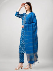 Women Kurta Pant Dupatta Set-1140BLUE