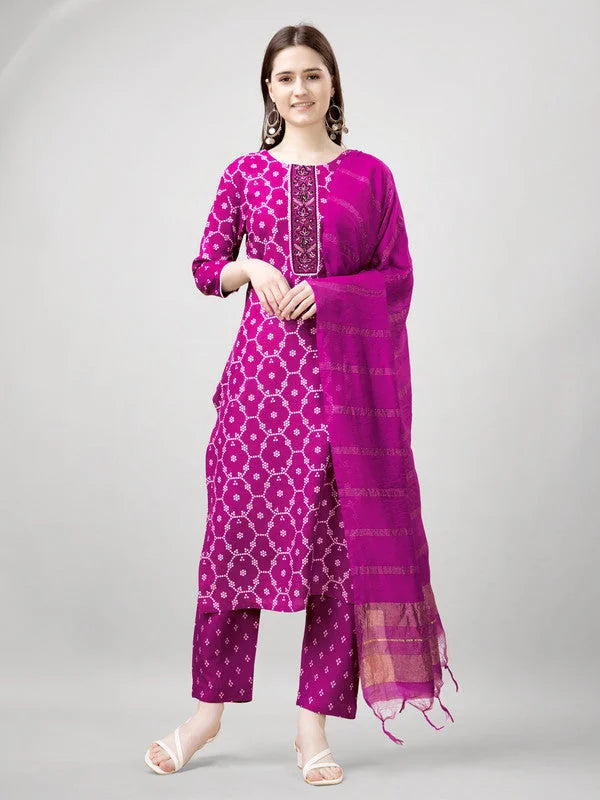 Pink Women's Kurta Set with Dupatta - Indian Kurta Sets
