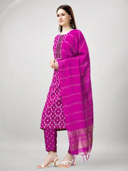 Women Kurta Pant Dupatta Set-1140PINK