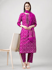 Women Kurta Pant Dupatta Set-1140PINK