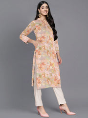 Women Printed Gotta Patti Velvet Kurta-AHKUVLDP-1147