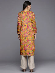 Women Floral Printed Patchwork Velvet Kurta-AHKUVLDP-1148