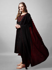 Women Kurta Pant Dupatta Set-1152BLACK