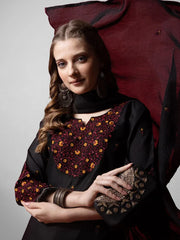 Women Kurta Pant Dupatta Set-1152BLACK