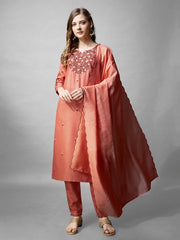 Women Kurta Pant Dupatta Set-1152CORAL
