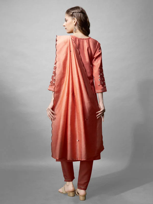 Coral Women's Kurta Set with Dupatta | Indian Kurta Sets