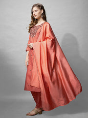 Women Kurta Pant Dupatta Set-1152CORAL