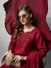 Women Kurta Pant Dupatta Set-1152MAROON