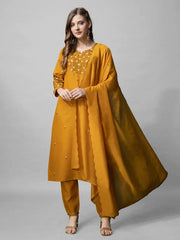Women Kurta Pant Dupatta Set-1152MUSTARD