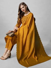 Women Kurta Pant Dupatta Set-1152MUSTARD
