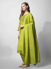 Women Kurta Pant Dupatta Set-1152PARROT