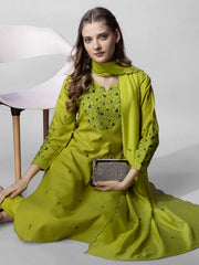 Women Kurta Pant Dupatta Set-1152PARROT