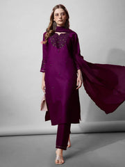 Women Kurta Pant Dupatta Set-1152PURPLE