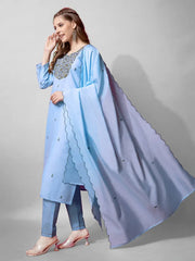 Women Kurta Pant Dupatta Set-1152SKYBLUE