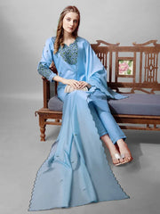 Women Kurta Pant Dupatta Set-1152SKYBLUE