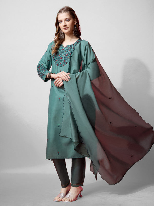 Women Kurta Pant Dupatta Set-1152TEAL
