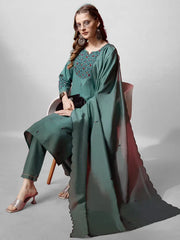 Women Kurta Pant Dupatta Set-1152TEAL