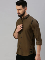 Men Coffee Brown Printed Casual Shirt-HIGHPOWERPRINT-1263-Coffeebrown