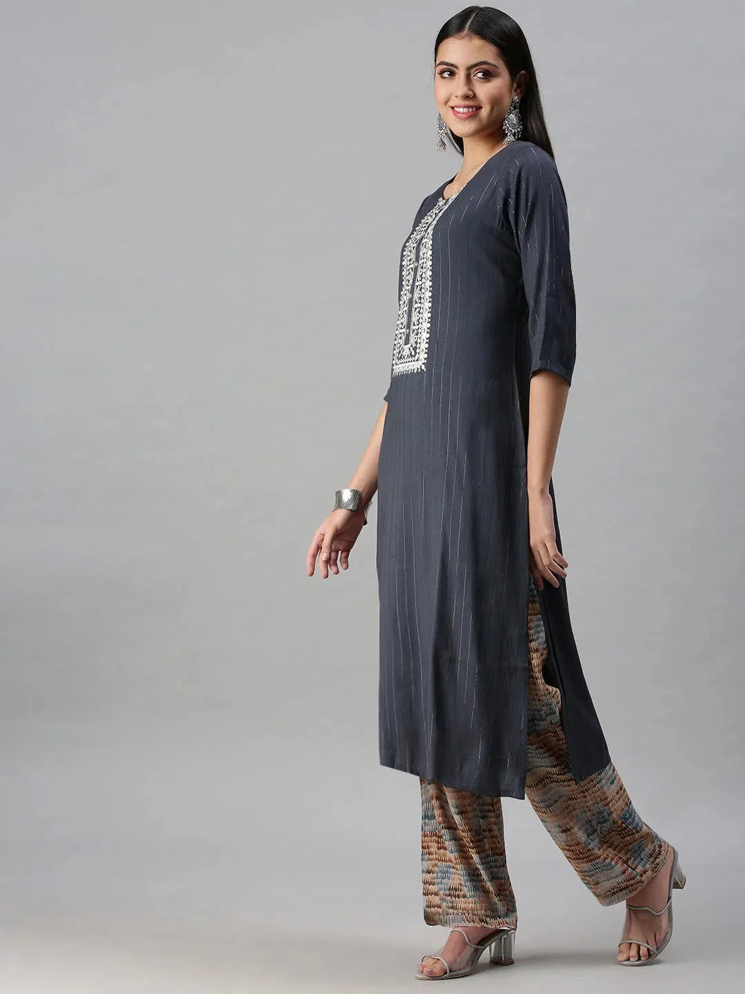 Blue Striped Cotton Kurta | Stylish Indian Kurtas for Ladies