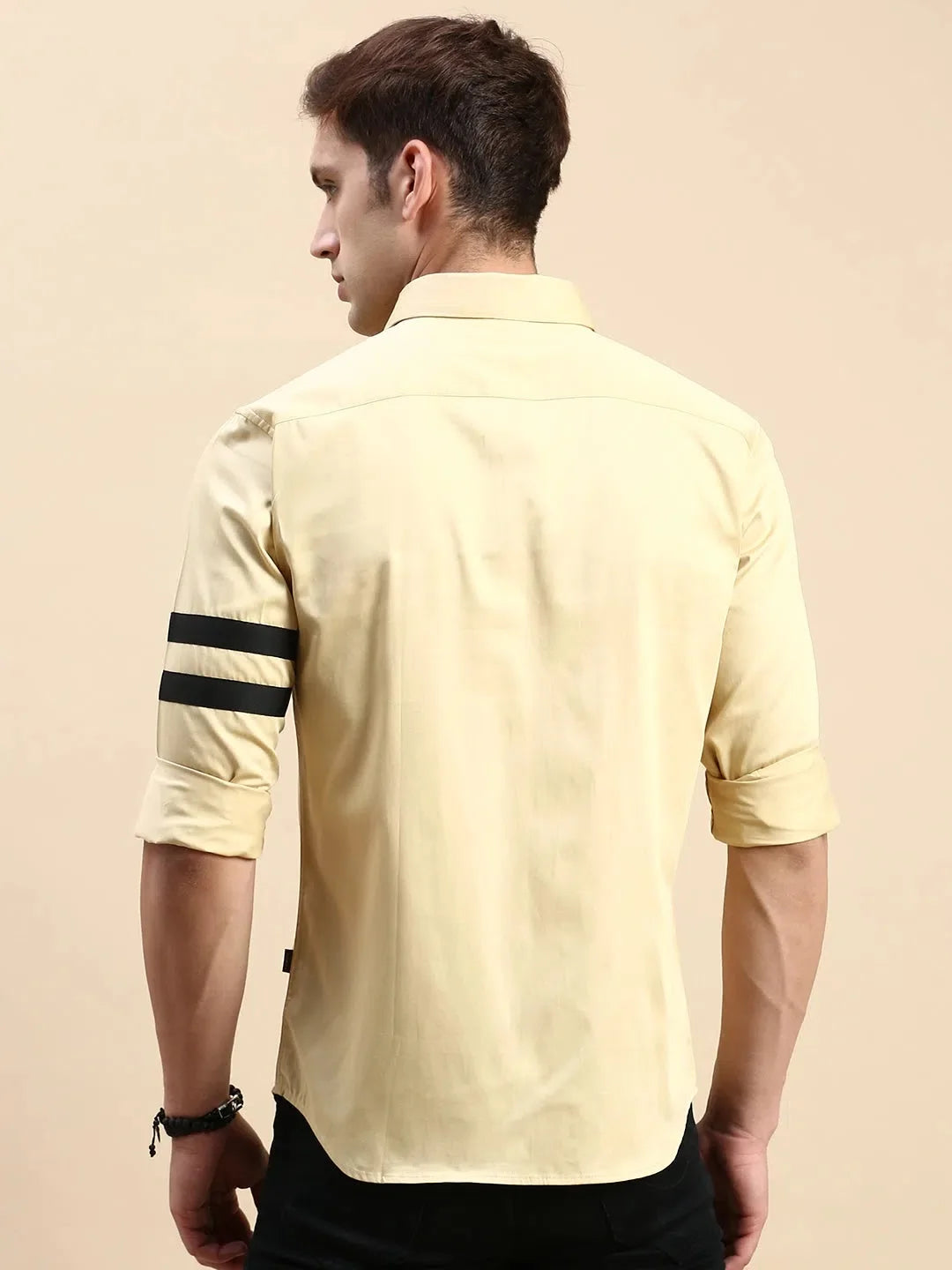 Beige Solid Mens Shirt | Cotton Casual Shirt - DesiQlo