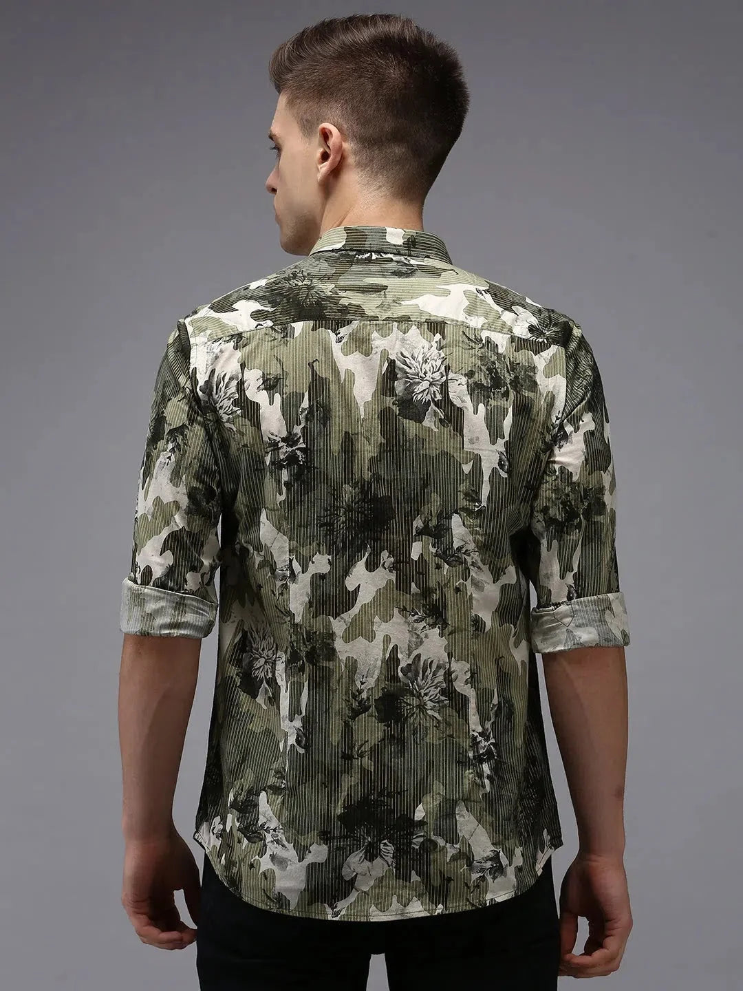 Men's Green Printed Shirt - Casual Cotton Shirt Online