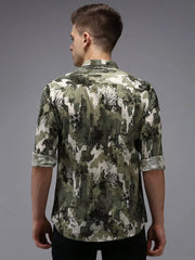 Men Green Printed Casual Shirt-PARKERPRINT-1556-Green