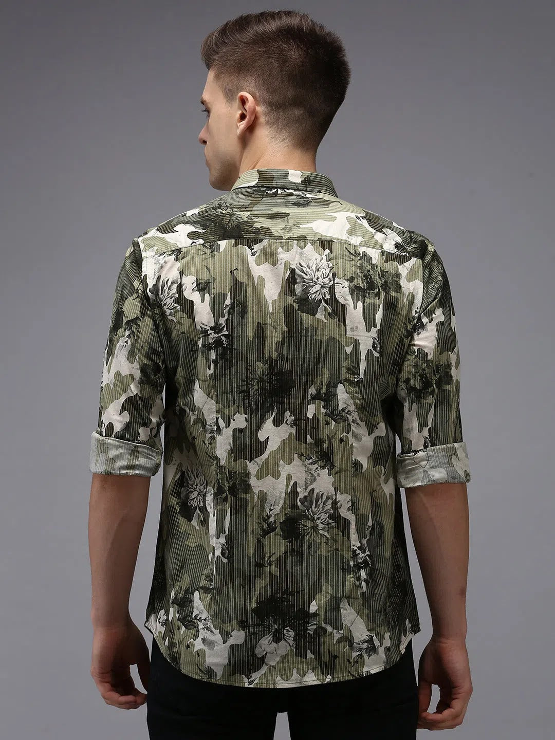 Men's Green Printed Shirt - Casual Cotton Shirt Online