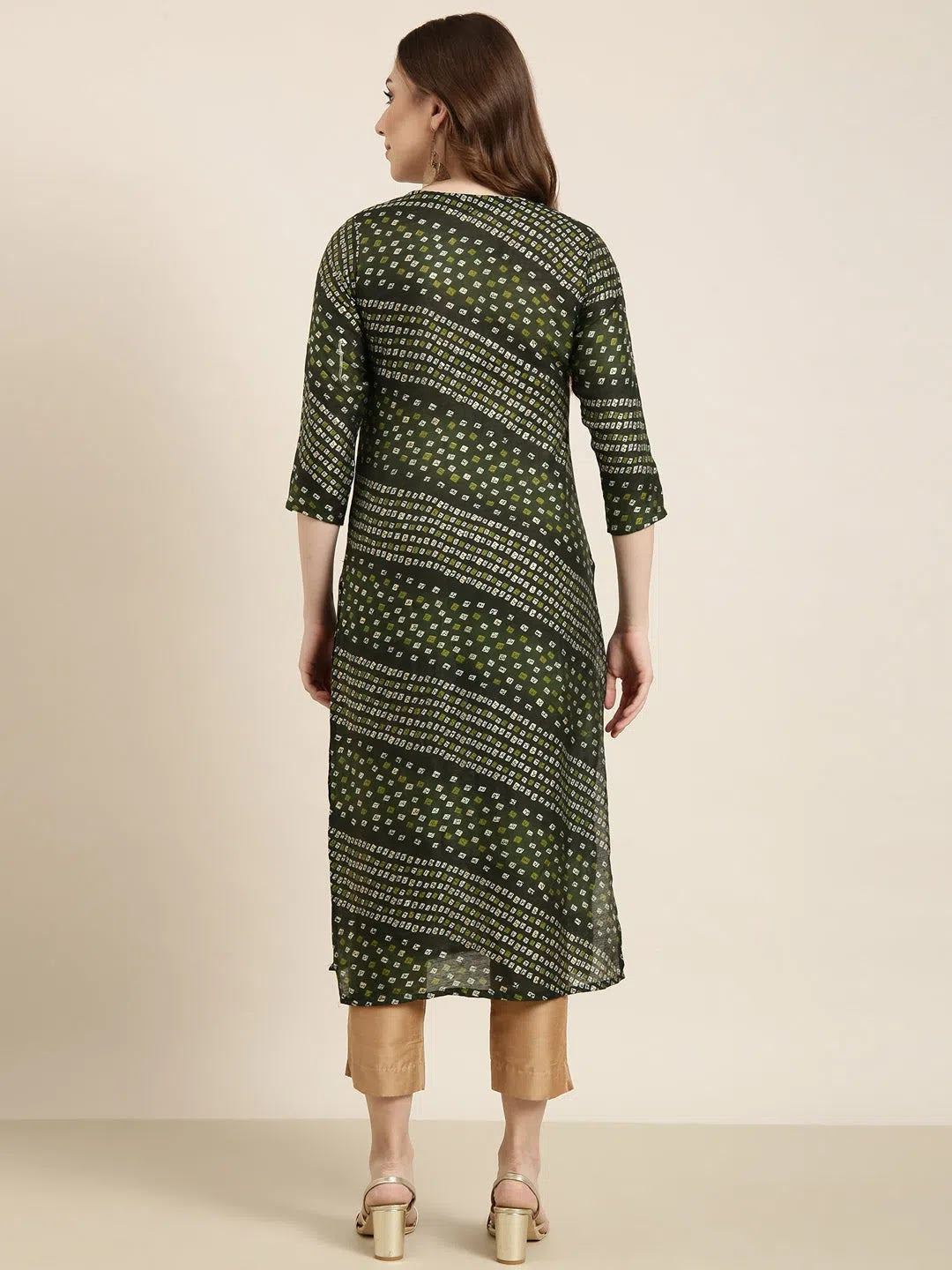 Green Bandhani Cotton Kurta - Indian Kurta for Women