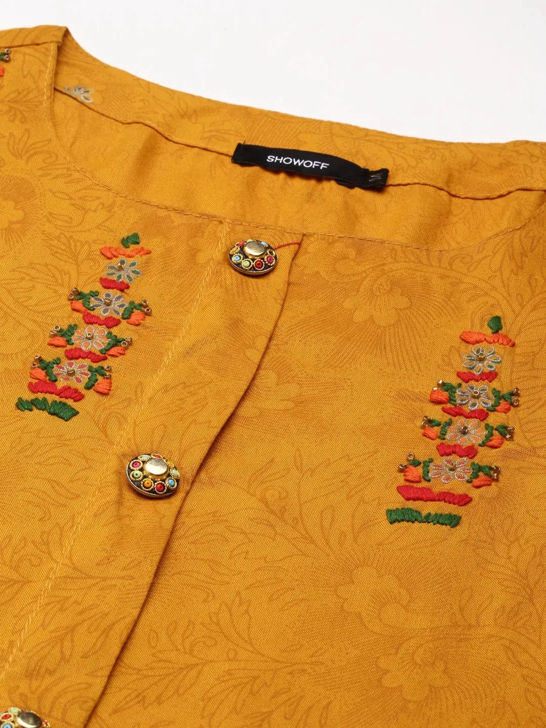 Women's Yellow Printed Cotton Anarkali Kurti | DesiQlo