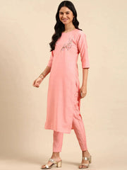 Women's Peach Solid Kurta SetKC-911-Peach