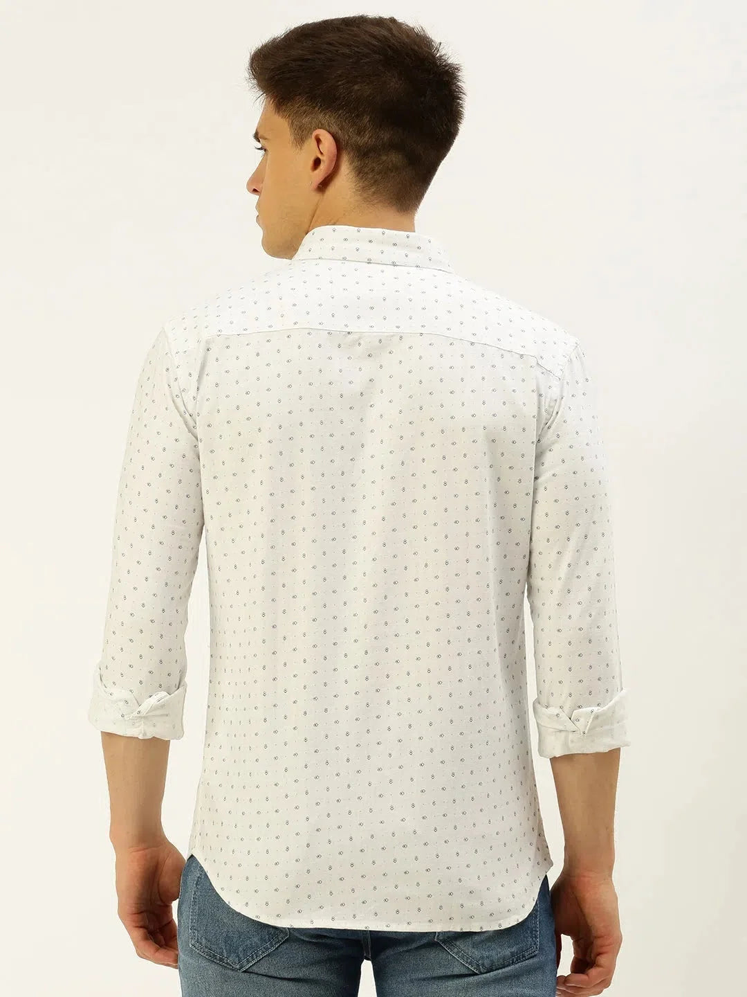 Men's White Printed Linen Shirt | DesiQlo Casual Beach Shirts