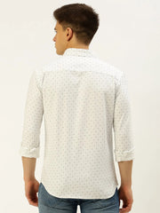 Men White Printed Casual Shirt-REPLAYPRINTSLINEN-3461-White
