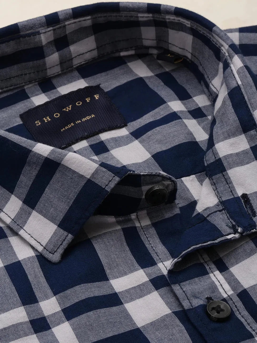 Blue Checked Cotton Mens Shirt | Casual Style