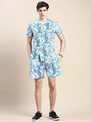 Men Blue Printed Casual Co ord Set-AM-90-02-Blue