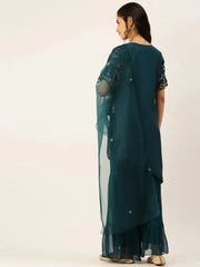 Women's Blue Solid Kurta SetsB-48757-Teal
