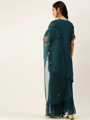 Women's Blue Solid Kurta SetsB-48757-Teal