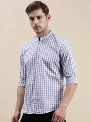 Men Purple Checked Casual Shirt-LAVINIA-1162-Lavender