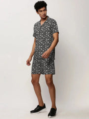 Men Black Printed Casual Co ords-AM-105-4-Black